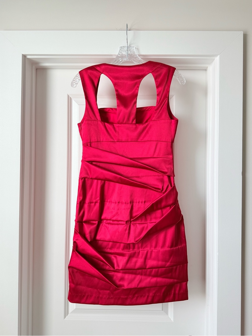 Adrianna Papell Hot Pink Satin Ruched Mini Dress - Picture 2 of 11
